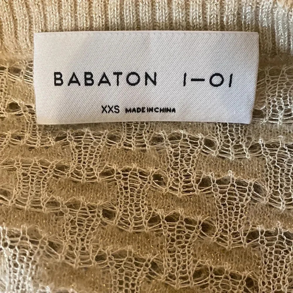 Babaton 1-01 XXS gold and ivory sweater beautiful sparkles fits like a Large - Picture 5 of 9